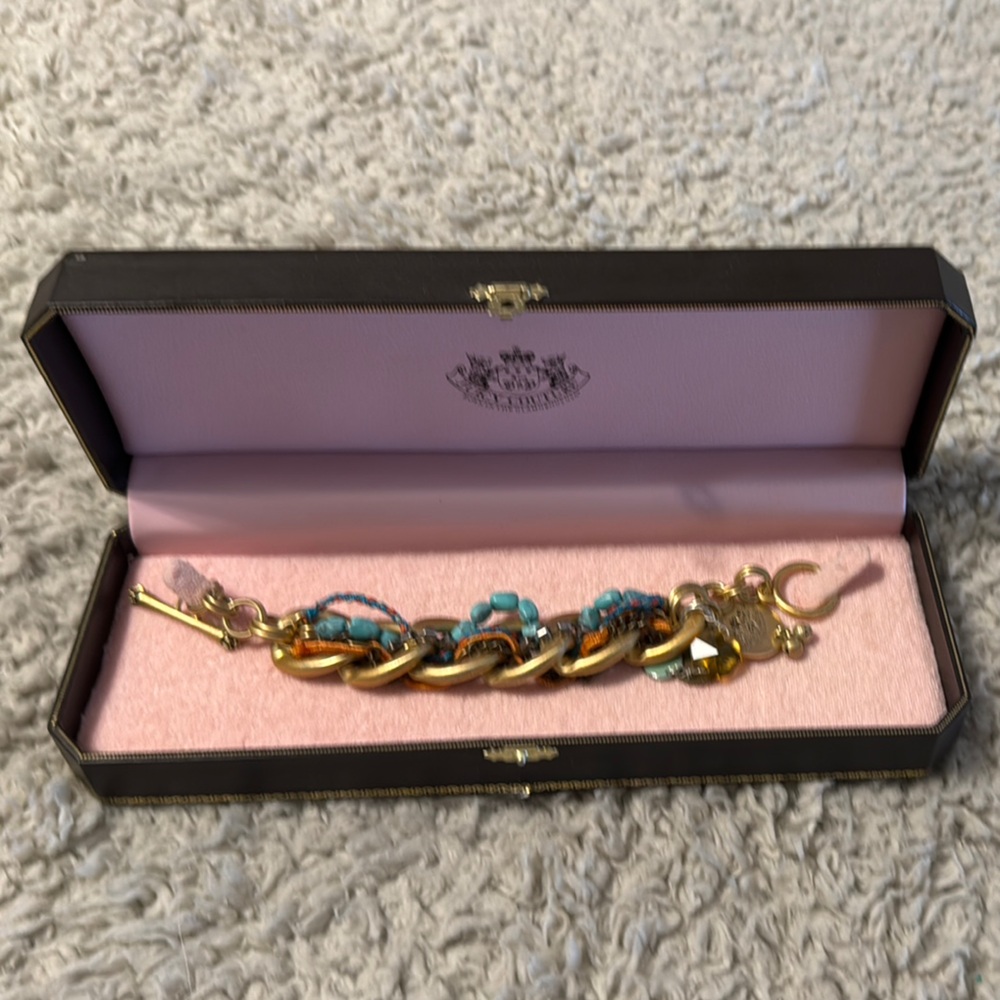 Gold and Turquoise Chain Bracelet